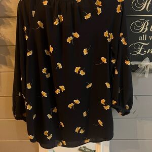 Floral Blouse with Yellow Accents